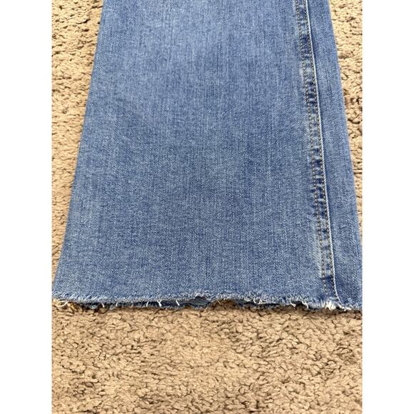 MNG Mango Boot Crop Cropped Fringe Jeans Stretch Blue Size 6 Womens Denim Pants - Picture 6 of 11